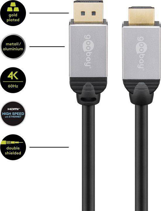 Goobay DisplayPort / High-Speed-HDMI™-Adapterkabel DisplayPort-Stecker > HDMI™-Stecker (Typ A) 2 m-1