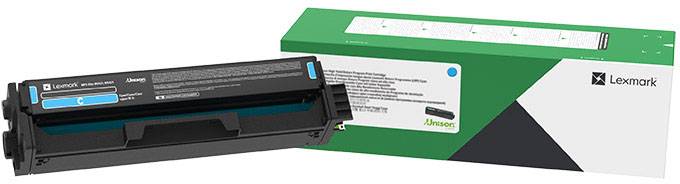 Een zwarte Lexmark printercartridge naast zijn verpakking.
