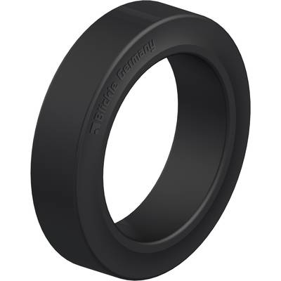 Zwarte afdichtingsring met zijdelingse opdruk 'Bürkle Germany', 3D-weergave, met gladde oppervlakte en rond profiel.