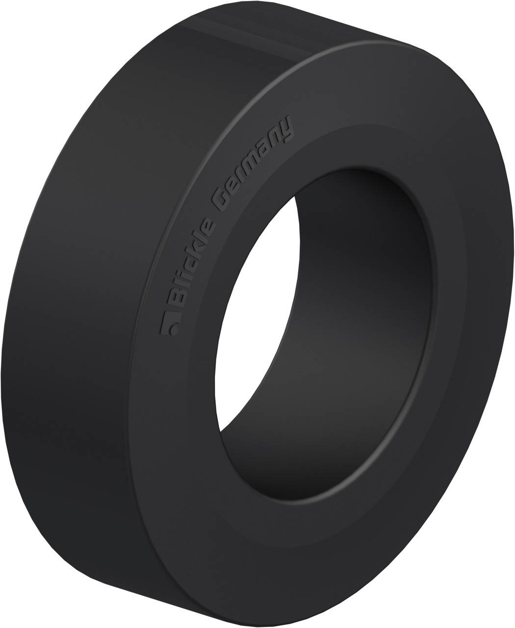 Een zwarte, ronde massieve band met zijdelingse markering.