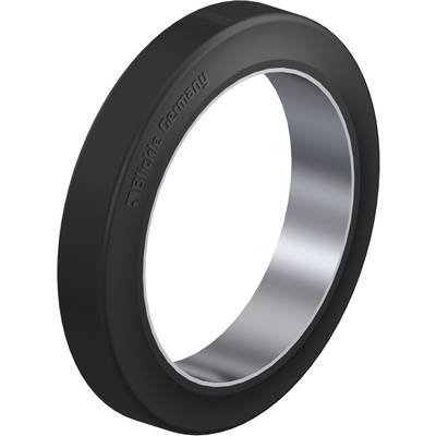 Zwarte rubberen ring met glanzende, metaalachtige binnenkant en gegraveerde tekst 'Birdie Germany' aan de buitenkant.