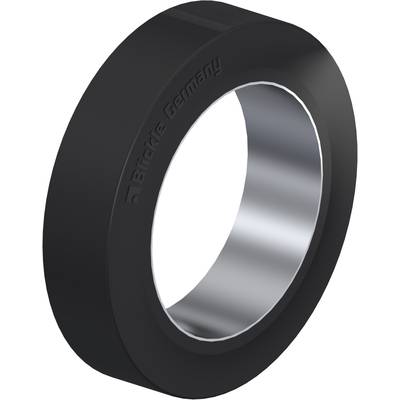 Zwarte, ronde ring met zilveren binnenkant en de inscriptie 'Büchle Germany' op het oppervlak.
