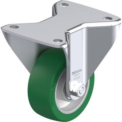 Zwenkwiel met groen wiel en metalen bevestiging, geschikt voor industriële toepassingen. Robuuste constructie, gefabriceerd in Duitsland.