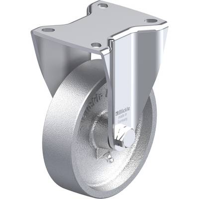 Metalen zwenkwiel met metalen behuizing en vast wiel, geschikt voor industriële toepassingen.