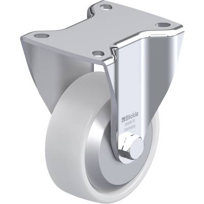 'Grijs rolcontingent met metalen bevestiging en opschrift "Blickle made in Germany". Geschikt voor meubel- of apparaatverplaatsing.'