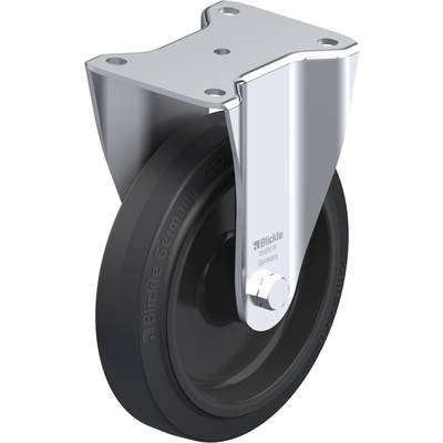 Zwenkwiel met zwart wiel van massief rubber en een robuuste metalen behuizing. Ontwikkeld voor stabiele en flexibele mobiliteit van objecten.