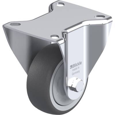 Metalen stuurwiel-behuizing met centraal wiel. Opschrift 'Blickle made in Germany' op de behuizing.