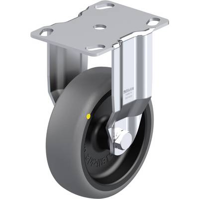 Grijs loopwiel met metalen behuizing, geschikt voor bevestiging aan meubilair of apparaten voor mobiliteit, industriële uitstraling.