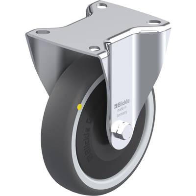Zwenkwiel met grijze velg, metalen bevestigingsplaat met opdruk 'made in Germany'. Ideaal voor transportapparatuur.