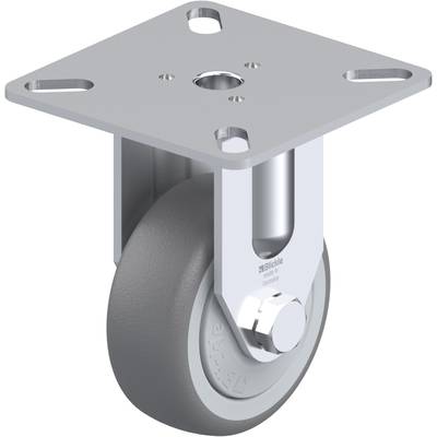 Grijze stuurwiel met rechthoekige metalen plaat. Geschikt voor meubels of apparaten voor gemakkelijke verplaatsing en stabiliteit.