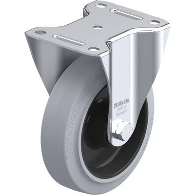 Zware metalen zwenkwiel met grijze rubberen loopvlak en glanzende metalen bevestiging, geschikt voor zware lasten en soepele bewegelijkheid.