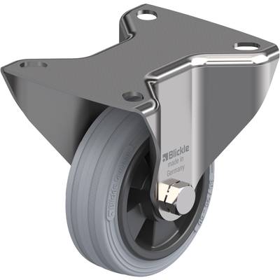 Zwenkwiel van metaal met een grijs wiel en bevestigingsplaat. Geschikt voor het transport van zware lasten op een vlakke ondergrond.