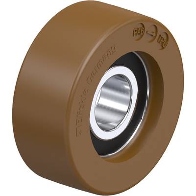 Bruin industrieel of machineonderdeel met metalen lager in het midden. Opschrift 'PA6' en 'TPU'. Voornamelijk voor technische toepassingen.
