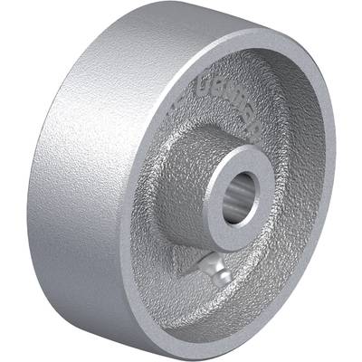 Zilveren metalen wiel met geaccentueerde tekst en een centraal gat. Textuur en kleur wijzen op een geïndustrialiseerd gebruik.