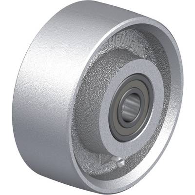 Metalen rol met geïntegreerd kogellager, stoffige oppervlakte. Geschikt voor zware lasten en industriële toepassingen.