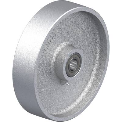 Zilveren metalen rol met een centrale lageringsopening, naam 'Rueda German' op het oppervlak gegraveerd.