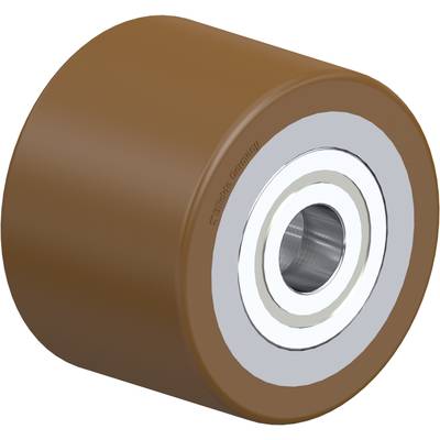 Bruin wiel met grijs kogellager in het midden, geschikt voor skateboards of vergelijkbare toepassingen.