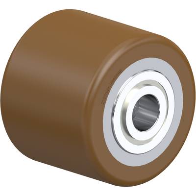 Bruin loopwieltje met een zilver kogellager in het midden. Geschikt voor transport- of transporttoepassingen.