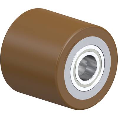 Bruin wiel met geïntegreerd metalen lager, gebruikt voor transport- of mobiliteitoplossingen.