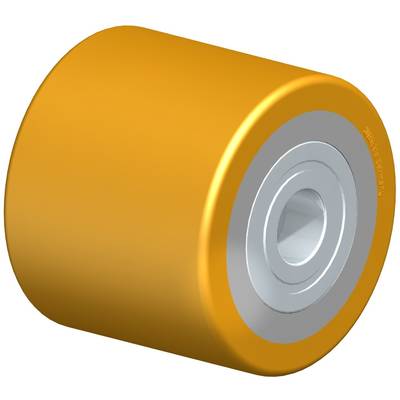 Sinaasappels skateboard wiel met zilveren metalen kogellagers, zijaanzicht.