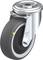 Een draaibaar wiel met een grijze rubberen rol en metalen bevestiging, geschikt voor meubels of transportapparatuur in industriële toepassingen.