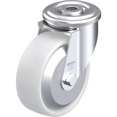 Industriële stuurwiel met metalen behuizing en wit wiel, geschikt voor gebruik in apparaten en meubels voor eenvoudige verplaatsing.