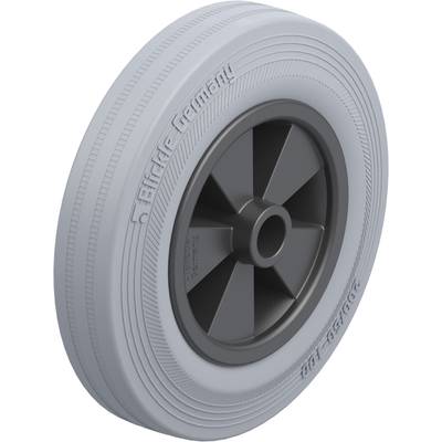 Grijs wiel met zwarte velg met het opschrift 'Glide Company'. Geschikt voor wagens en trolleys.