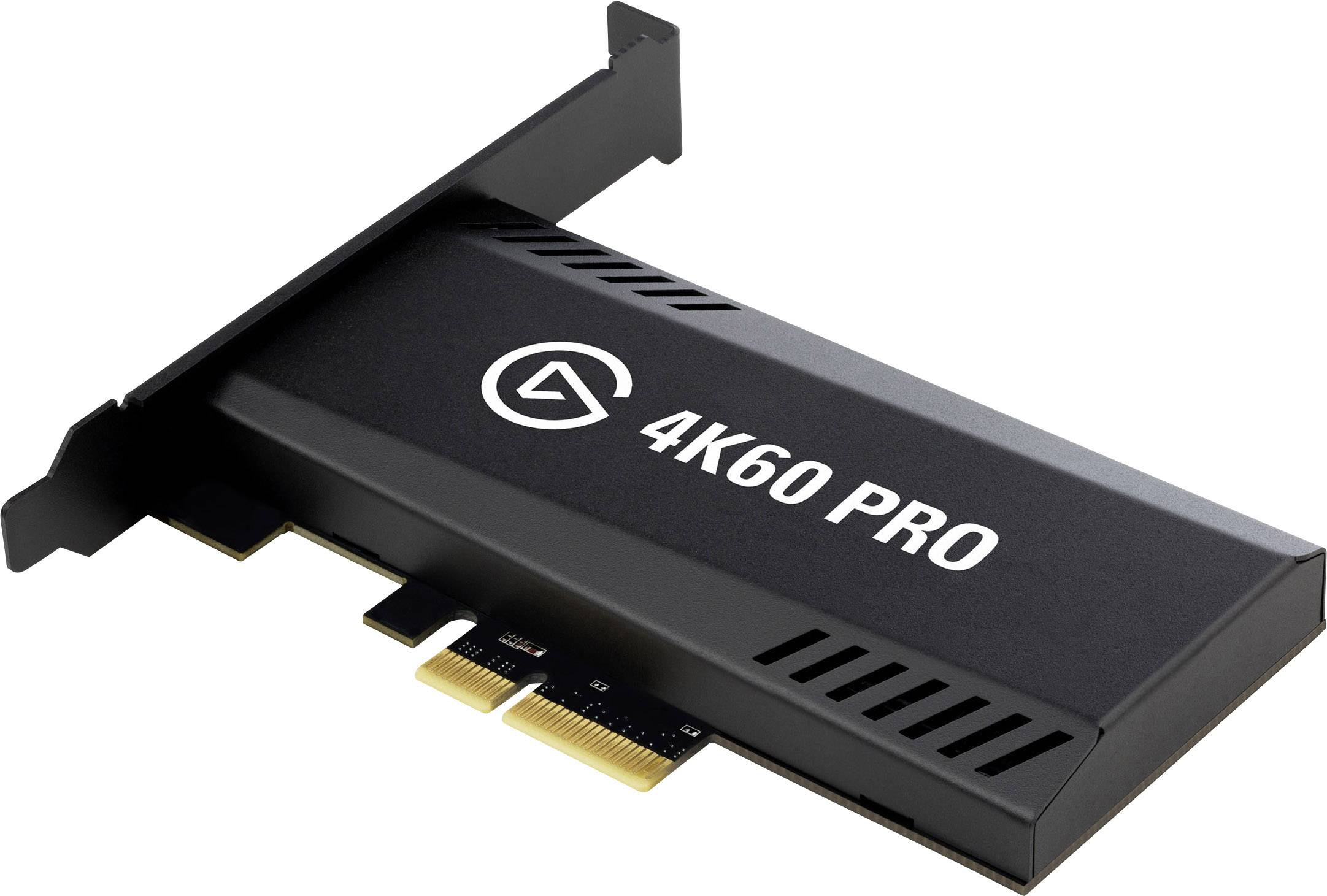 Een zwarte interne capture-kaart met de opdruk '4K60 PRO' op het oppervlak, geschikt voor het opnemen van 4K-video's.