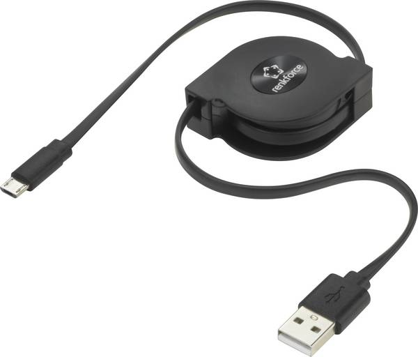 Renkforce RF-4352332 USB-kabel USB 2.0 USB-A stekker, USB-micro-B stekker 0.80 m Zwart