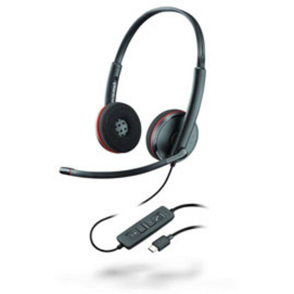 Plantronics Blackwire C3220 binaural USB-C On Ear headset Telefoon Kabel Stereo Zwart Noise Cancelling Microfoon uitschakelbaar (mute)