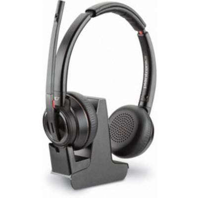 Plantronics Savi W8220 On Ear headset DECT Telefoon Stereo Zwart Noise Cancelling Microfoon uitschakelbaar (mute)
