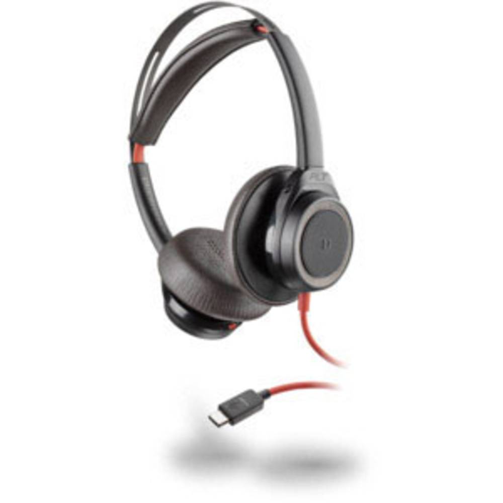 Plantronics Blackwire C7225 binaural USB-C ANC On Ear headset Kabel Telefoon Stereo Zwart Noise Cancelling Microfoon uitschakelbaar (mute)