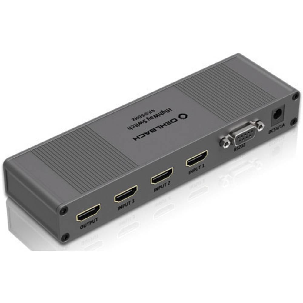 Oehlbach Highway Switch HDMI-switch 1 tot 3 poorten Vergulde connectoren 3840 x 2160 Pixel