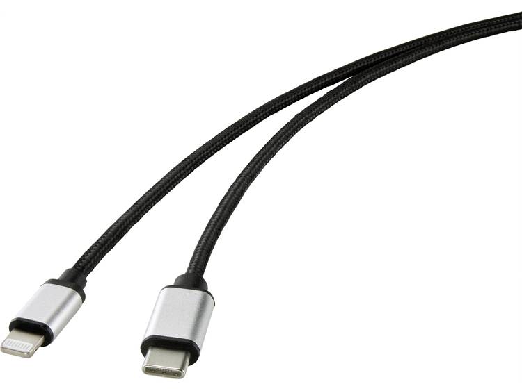 Renkforce USB Audio Aansluitkabel [1x USB-C stekker 1x Apple dock-stekker Lightning] 2.00 m Zwart