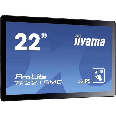 22-inch touchscreen-monitor van iiyama, model ProLite TF2215MC, met 10-punts multitouch-functionaliteit en IPS-technologie.