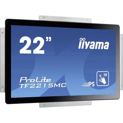 Een scherm toont het model 'ProLite TF2215MC', een 22-inch touchscreen van Iiyama met IPS-technologie.