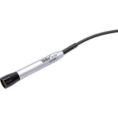 Een Weller WXPP soldeerpunt, zilverkleurig met zwarte handgreep, met opdruk 'WXPP 12V/40W', verbonden met een kabel.