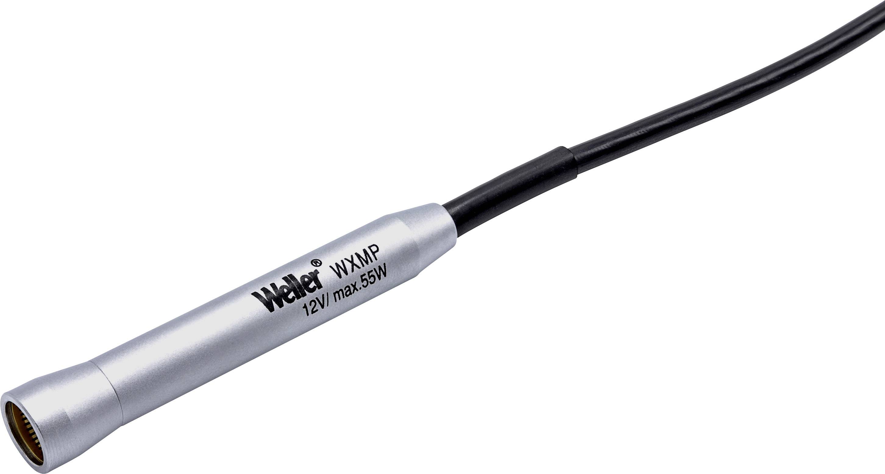 Soldeerbout, zilver, met zwart snoer. Gemerkt met 'Weller WXMP 12V max 55W'.