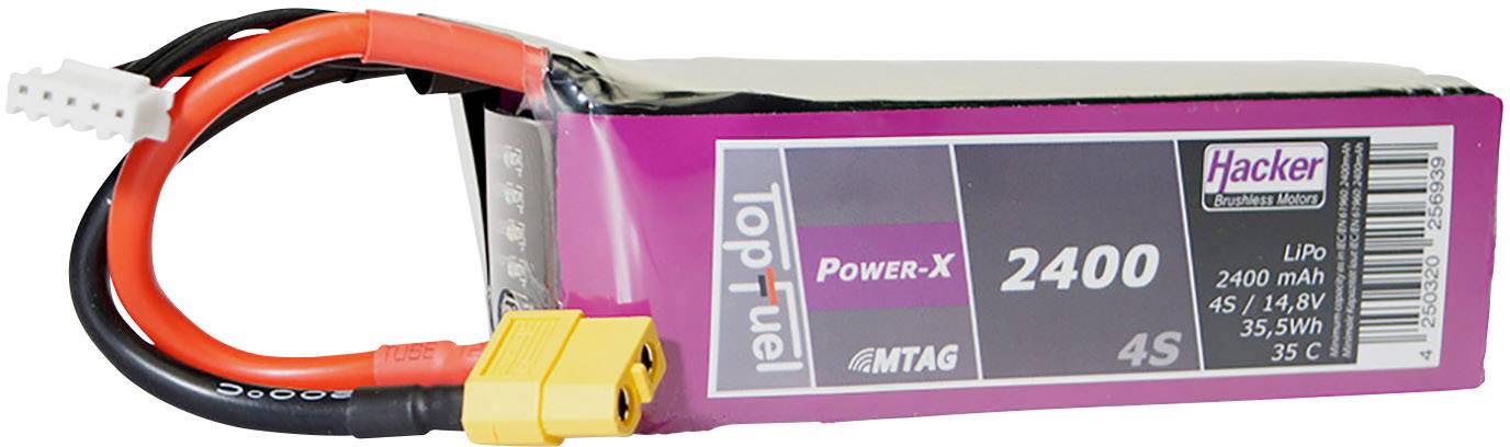 Hacker LiPo accupack 14.8 V 2400 mAh Aantal cellen: 4 35 C Softcase XT60