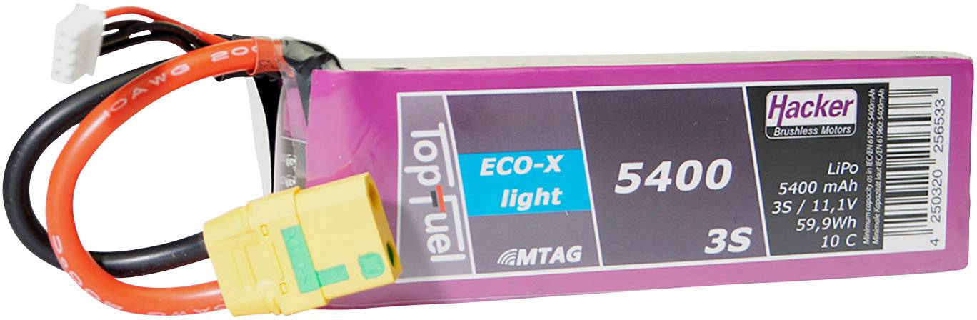 Hacker LiPo accupack 11.1 V 5400 mAh Aantal cellen: 3 10 C Softcase XT90