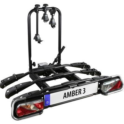 Fietsendrager voor auto's met ruimte voor drie fietsen. Stevig metalen frame, achterlichten en kentekenplaathouder zichtbaar.