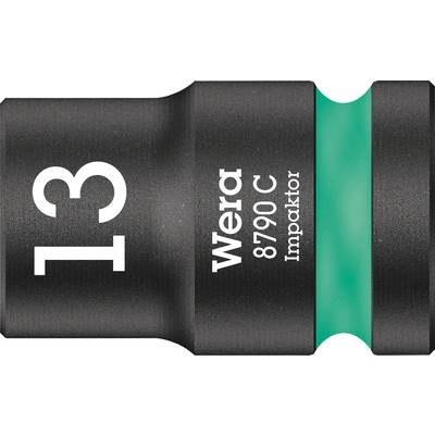 'Wera 8790 C Impaktor' dopsleutelinzet 13 mm, zwart met groene streep. Gereedschap voor schroefverbindingen met hoge duurzaamheid.