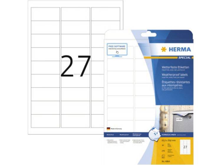 Etiket Herma 4864 63.5x29.6mm polyester wit 270stuks