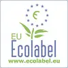 EU-Milieukeuren-logo met tekst 'EU Ecolabel' en website 'www.ecolabel.eu', groene bladgrafiek en sterrencirkel.