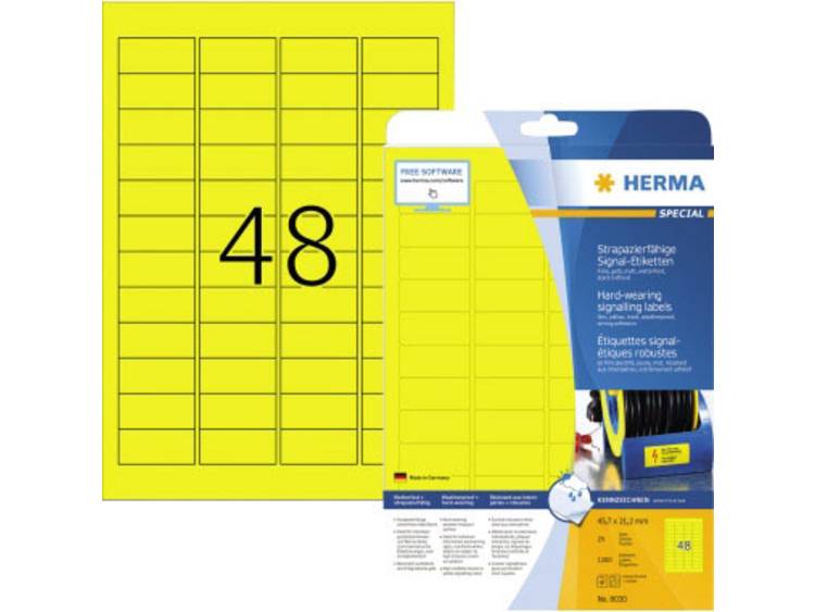 Signaleringsetiketten Herma slijtvast A4 45,7x21,2 mm geel sterk hechtend folie mat weerbestendig 12