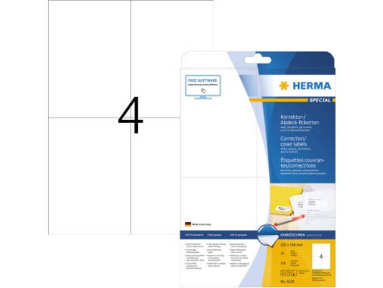 Etiket Herma 4229 105x148mm A5 verwijderbaar wit 100stuks