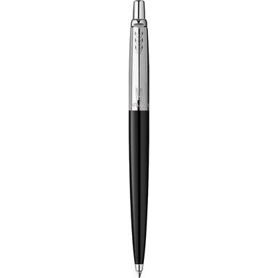 Zwarte pen met zilveren dop en clip, elegant ontwerp, geschikt voor kantoor- of geschenkdoeleinden.