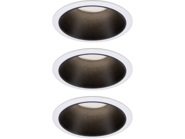 Paulmann 93402 Inbouwlamp Set van 3 stuks Energielabel: A+ (A++ E) 6.50 W Warm-wit Wit, Zwart