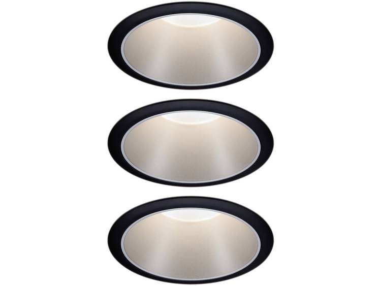 Paulmann 93408 Inbouwlamp Set van 3 stuks Energielabel: A+ (A++ E) 6.50 W Warm-wit Zwart, Zilver