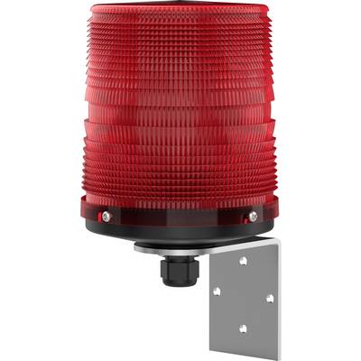 Rood waarschuwingslicht, gemonteerd op een metalen beugel, geeft alarm- of gevaarsignaal.